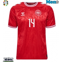 Denmark Mikkel Damsgaard #14 Replica Home Shirt Euro 2024 Short Sleeve